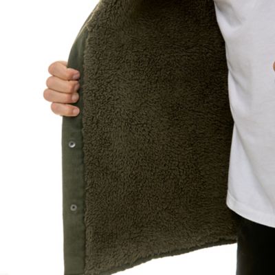 Image showing  Men's Sueded Woven Shirt Jacket with Sherpa Lining