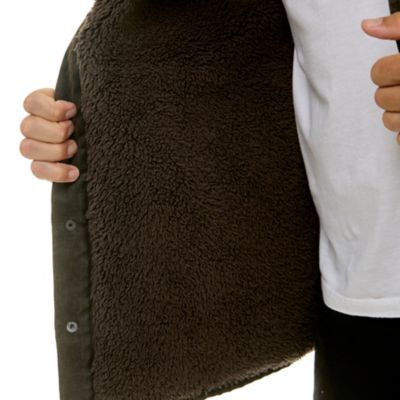 Image showing  Men's Sueded Woven Shirt Jacket with Sherpa Lining