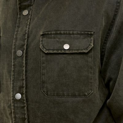 Image showing  Men's Sueded Woven Shirt Jacket with Sherpa Lining