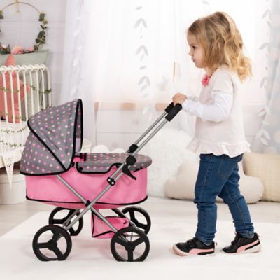 Image showing  Pram Go - Pink, Grey, Polka Dots