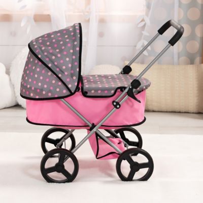 Image showing  Pram Go - Pink, Grey, Polka Dots