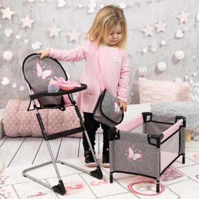 Image showing  9-In-1 Travel Bed Set - Grey, Pink, Butterfly
