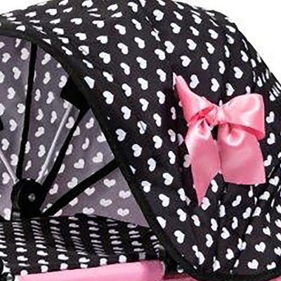 Image showing 6 th Bayer Pram Cosy - Black, Pink, Hearts