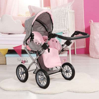 Image showing  Pram City Star - Grey, Pink, Butterfly