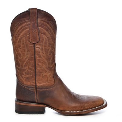 Image showing  Men's Leather Embroidery Wide Square Toe Cowboy Boots