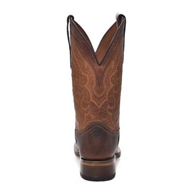 Image showing  Men's Leather Embroidery Wide Square Toe Cowboy Boots