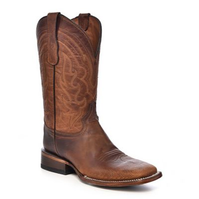 Corral Men's Leather Embroidery Wide Square Toe Cowboy Boots