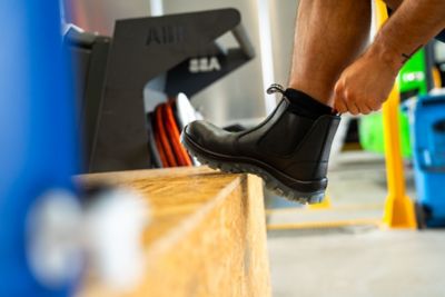 Image showing  Mens Tradie Slip-On Work Boot, Steel Toe, Slip Resistant, Water/Heat Resistant, Anti-Static, Durable TPU Sole