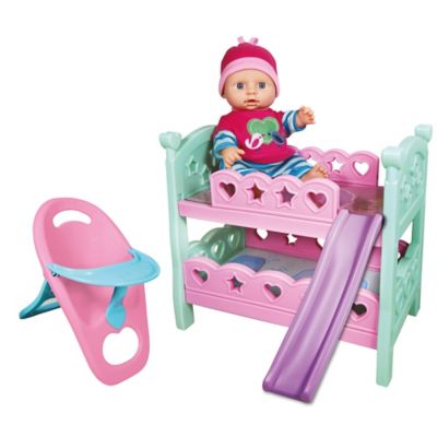 Lissi 12 in. Baby Doll Set: Bunk Bed High Chair