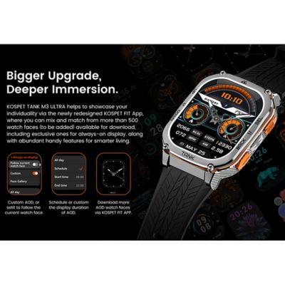 Image showing 5 th KOSPET TANK M3 Ultra Special Edition GPS Smartwatch with Stainless Steel Band (Silver)