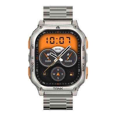 Image showing 6 th KOSPET TANK M3 Ultra Special Edition GPS Smartwatch with Stainless Steel Band (Silver)