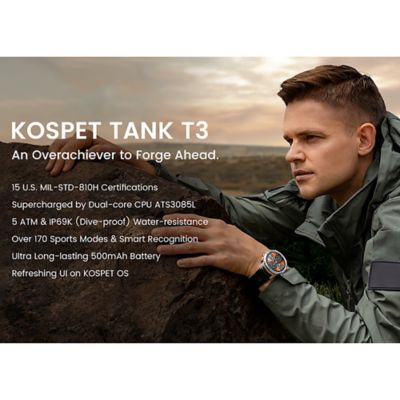 Image showing  TANK T3 Special Edition Smartwatch with Stainless Steel Band (Silver)