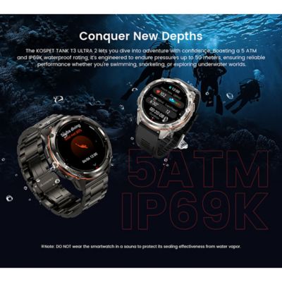 Image showing  TANK T3 Ultra 2 GPS Smartwatch with Stainless Steel Band (Black)