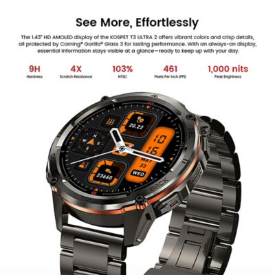 Image showing  TANK T3 Ultra 2 GPS Smartwatch with Stainless Steel Band (Black)