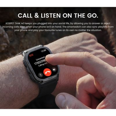 Image showing  TANK M3 Smartwatch with Silicone Band (Black)