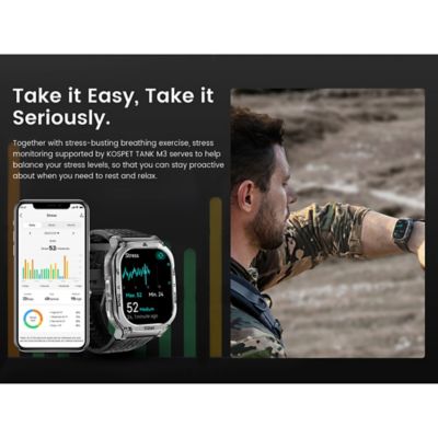 Image showing  TANK M3 Smartwatch with Silicone Band (Silver)
