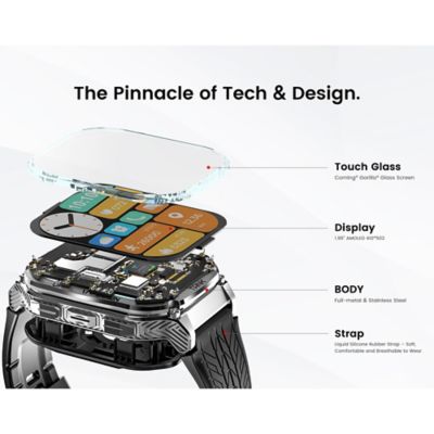 Image showing 7 th KOSPET TANK M3 Smartwatch with Silicone Band (Silver)