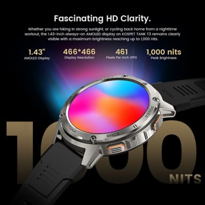 Image showing  TANK T3 Smartwatch with Silicone Band (Silver)