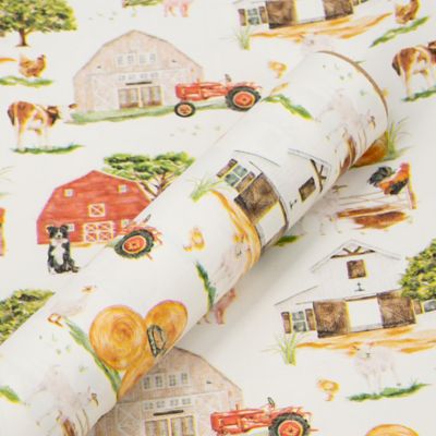 Red Shed Tractor Farmhouse Gift Wrap, 30 sq. ft.