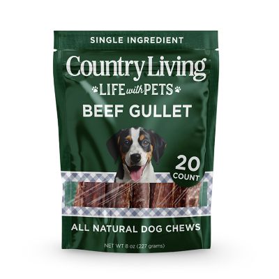 Image showing  6 in. Gullet Flats Dog Treats, 20 ct. Bag, All-Natural Beef Esophagus Chews