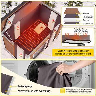Image showing  43.3 in. L Heated Outdoor Dog House Heating Pad Metal Frame