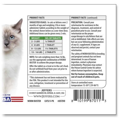 Image showing  Worm Buster Cat Dewormer Tablets