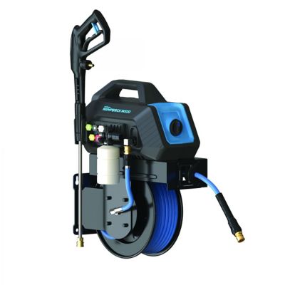 BLU SHIELD Humpback 3000 PSI 1.6 GPM Cold Water Electric Pressure Washer with Integrated Auto-Retract Hose Reel, and Accessories