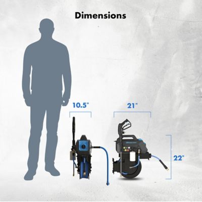 Image showing 6 th BLU SHIELD Humpback 3000 PSI 1.6 GPM Cold Water Electric Pressure Washer with Integrated Auto-Retract Hose Reel, and Accessories