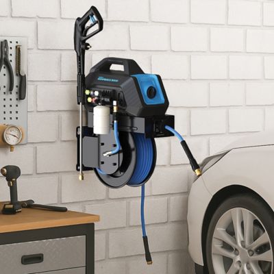 Image showing 7 th BLU SHIELD Humpback 3000 PSI 1.6 GPM Cold Water Electric Pressure Washer with Integrated Auto-Retract Hose Reel, and Accessories