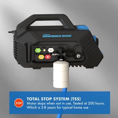 Image showing 8 th BLU SHIELD Humpback 3000 PSI 1.6 GPM Cold Water Electric Pressure Washer with Integrated Auto-Retract Hose Reel, and Accessories