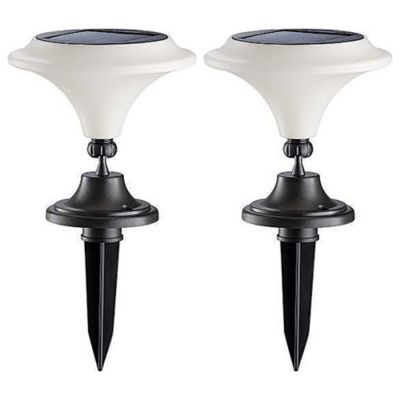 MAXSA Innovations Solar-Powered White Integrated-LED Outdoor Martini Lamp Lights, 25 Lumens, 2 Pack