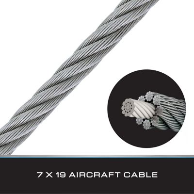 Image showing  3/16 in. x 50 ft. Galvanized Cable with Swagged Loop and Thimble