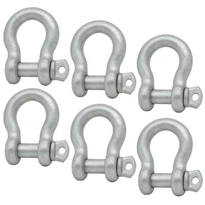 Tie Down Shackle Screw Pin Anchor 3/8 Galv, 6 pk.