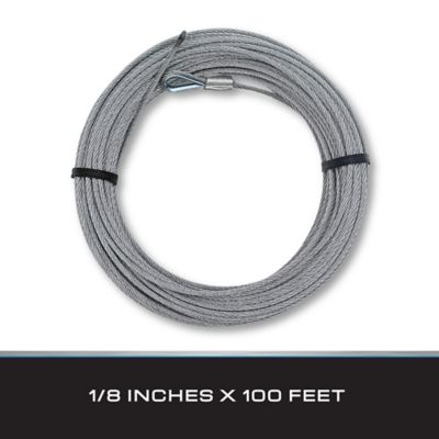 Image showing  1/8 in. x 100 ft. Galvanized Cable with Swagged Loop and Thimble