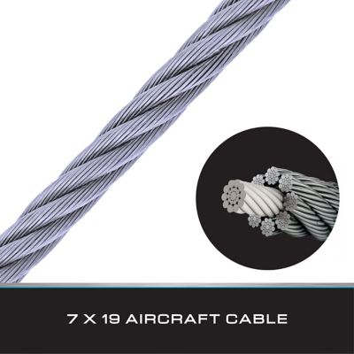 Image showing  3/16 in. x 100 ft. Galvanized Cable with Swagged Loop and Thimble