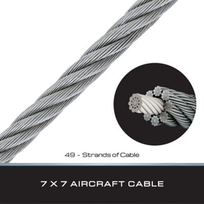 Image showing  1/16 in. x 100 ft. Galvanized Cable with Swagged Loop and Thimble