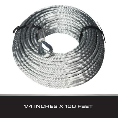 Image showing  1/4 in. x 100 ft. Galvanized Cable with Swagged Loop and Thimble