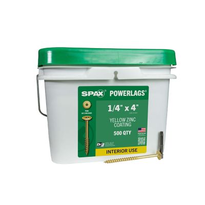 SPAX 1/4 x 4in. Interior Structural Wood Lag Screws Powerlags Washer Head T-Star (500 EA) Bulk Pail Includes 2 Bits