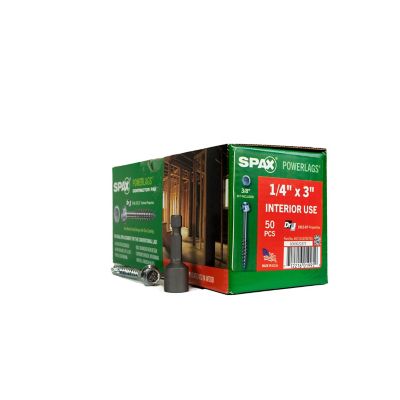 SPAX 1/4 x 3in. Interior Structural Wood Lag Screws Powerlags Hex Head Hex (50 EA) Bit Included