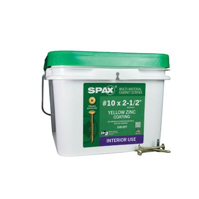 SPAX 10 x 2-1/2in. Interior Cabinet Wood Screws Construction Wafer Head T-Star Plus (1500 EA) Bulk Pail Includes 2 Bits