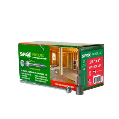 SPAX 1/4 x 6in. Interior Structural Wood Lag Screws Powerlags Hex Head Hex (50 EA) Bit Included