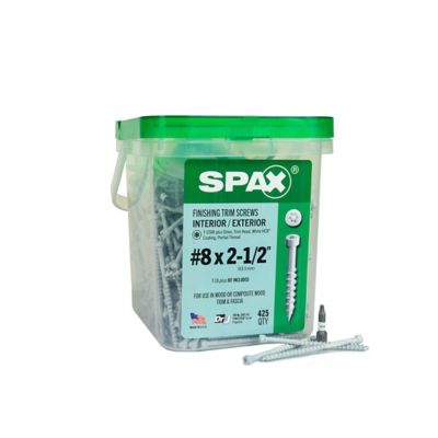 SPAX 8 x 2-1/2in. Exterior / Interior Finish Partial Thread Powertrim Trim Head T-Star Plus (425 EA) Pail Bit Included