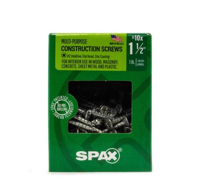 Image showing 7 th SPAX 10 x 1-1/2in. Interior Wood Screws Construction Flat Head Phillips Square Unidrive (130 EA) Bit Included