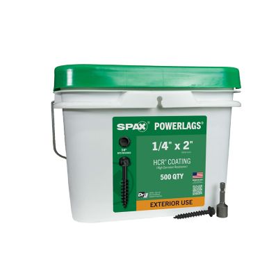 SPAX 1/4 x 2in. Exterior Structural Wood Lag Screws Powerlags Hex Head Hex (500 EA) Bulk Pail Includes 2 Bits