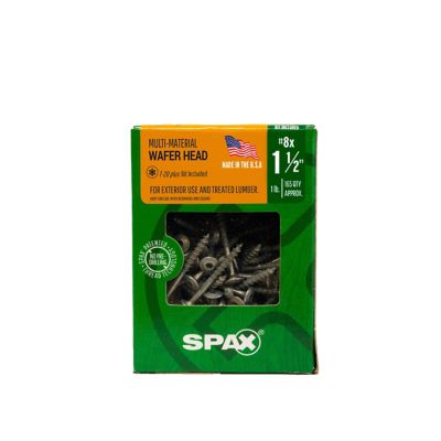 Image showing 6 th SPAX 8 x 1-1/2in. Exterior Wood Deck Screws Construction Wafer Head T-Star Plus (165 EA) Bit Included