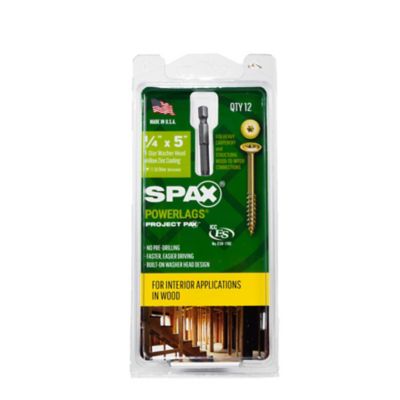 Image showing 7 th SPAX 1/4 x 5in. Interior Structural Wood Lag Screws Powerlags Washer Head T-Star (12 EA) Bit Included