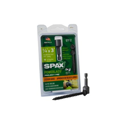 SPAX 1/4 x 3in. Exterior Structural Wood Lag Screws Powerlags Hex Head Hex (12 EA) Bit Included