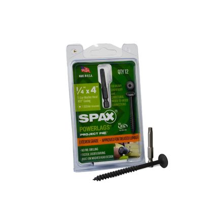 SPAX 1/4 x 4in. Exterior Structural Wood Lag Screws Powerlags Washer Head T-Star (12 EA) Bit Included