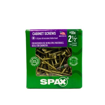 Image showing 7 th SPAX 10 x 2-1/2in. Interior Cabinet Wood Screws Construction Wafer Head T-Star Plus (220 EA) 3 LB Bit Included