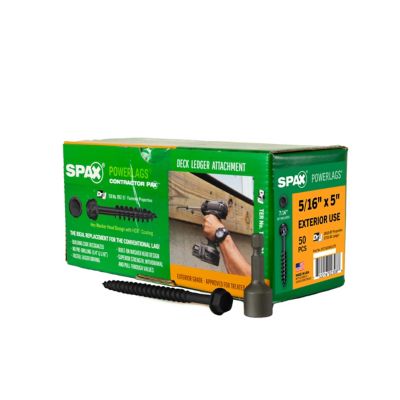 SPAX 5/16 x 5in. Exterior Structural Wood Lag Screws Powerlags Hex Head Hex (50 EA) Bit Included
